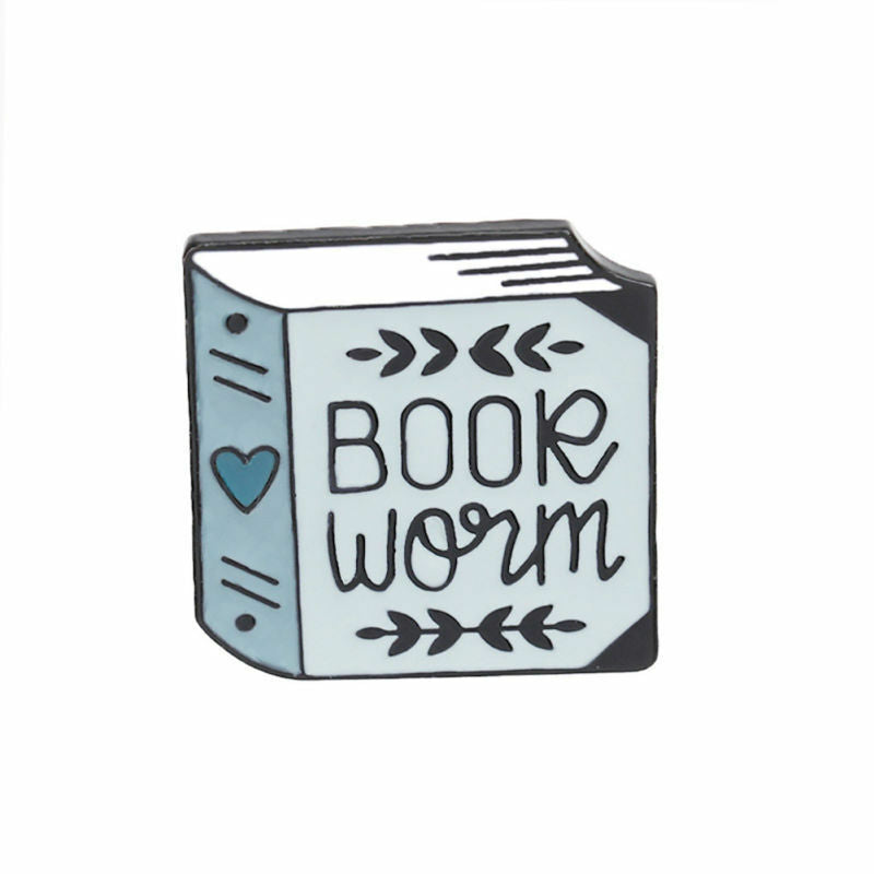 Fashion Women English Letter Book Worm Badge Brooch Pin Clothes Jewelry Decor