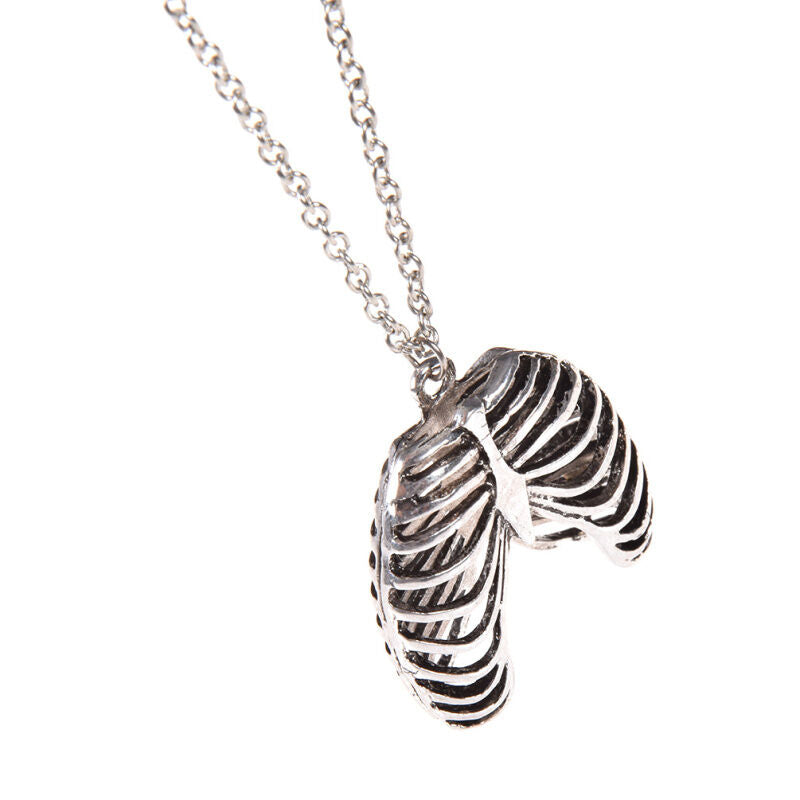 Gothic Necklace Punk Ribcage Chest Bone Form Pendant Chain Jewelry Gift Unisex