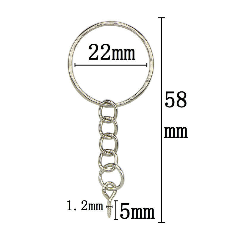 40Pcs Polished Key ring Screw Eye Short Chain Split Ring Connector DIY Je.l8