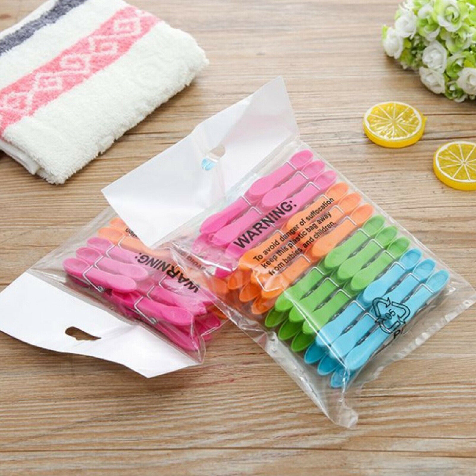 24x Clothes Pins with Spring Pegs Towel Pins for Storage Clothes Supplies