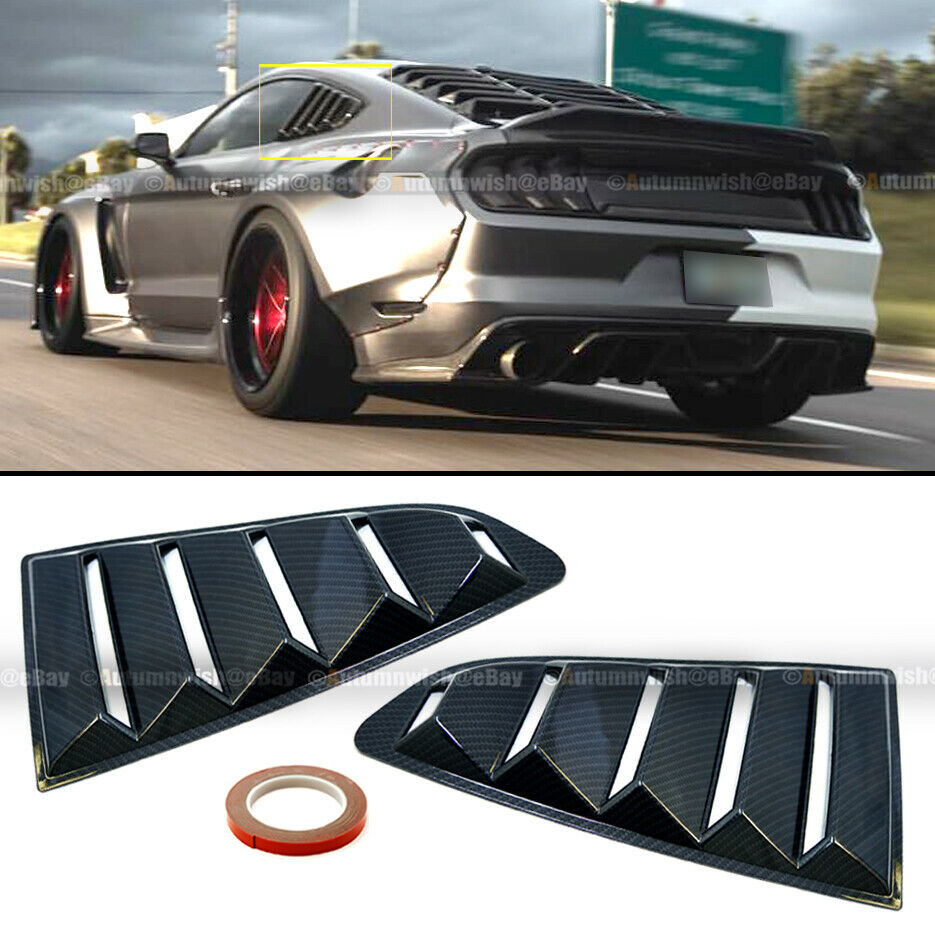 For 15 -19 Mustang Carbon Painted Pair 1/4 Quarter Panel Side Window Louvers