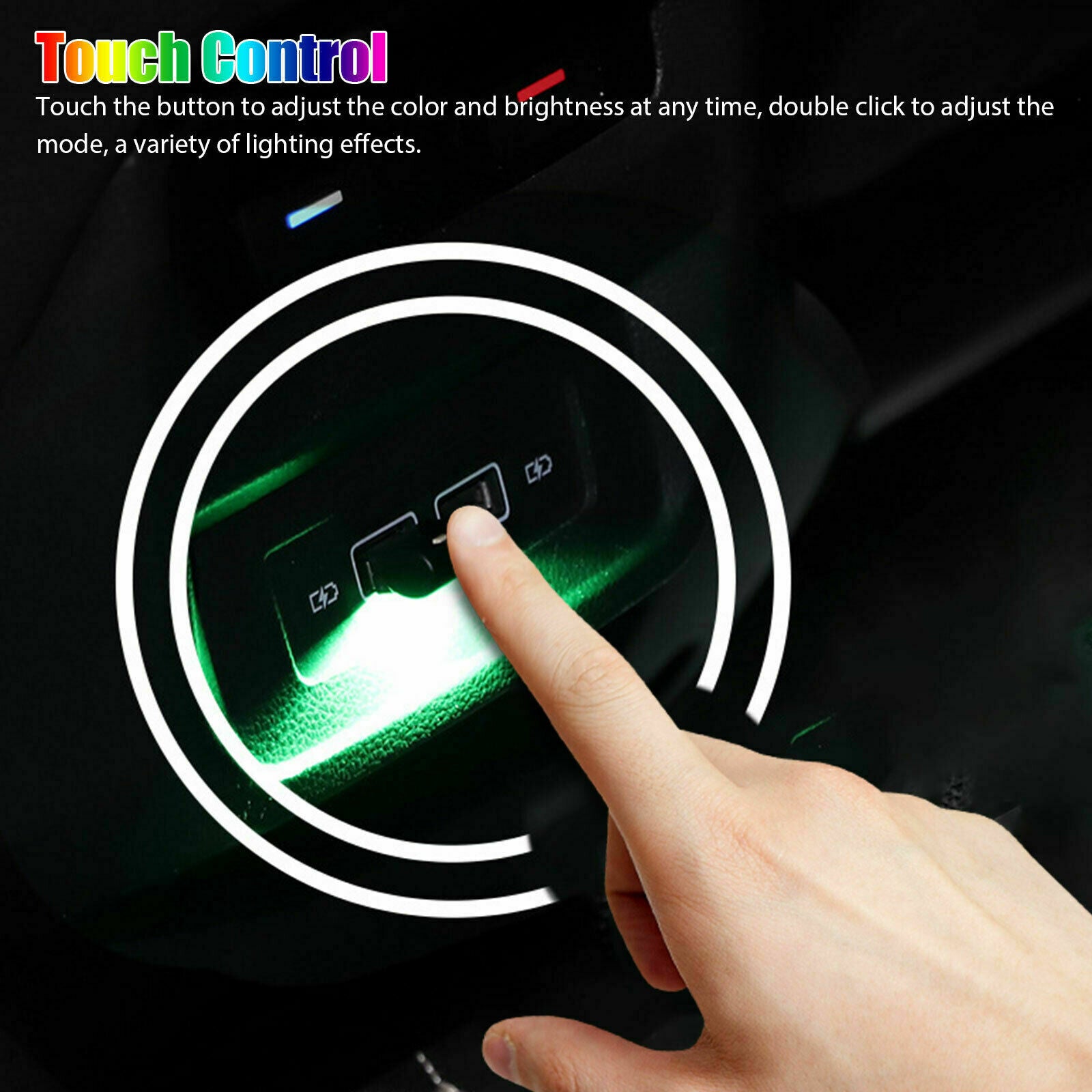 3x Mini USB RGB LED Car Interior Light Touch Key Neon Atmosphere Ambient Lamps