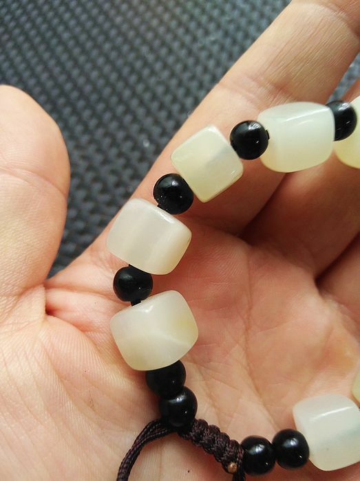 5pcs  Natural jadeite white jade hand-knitted retractable bracelet A+