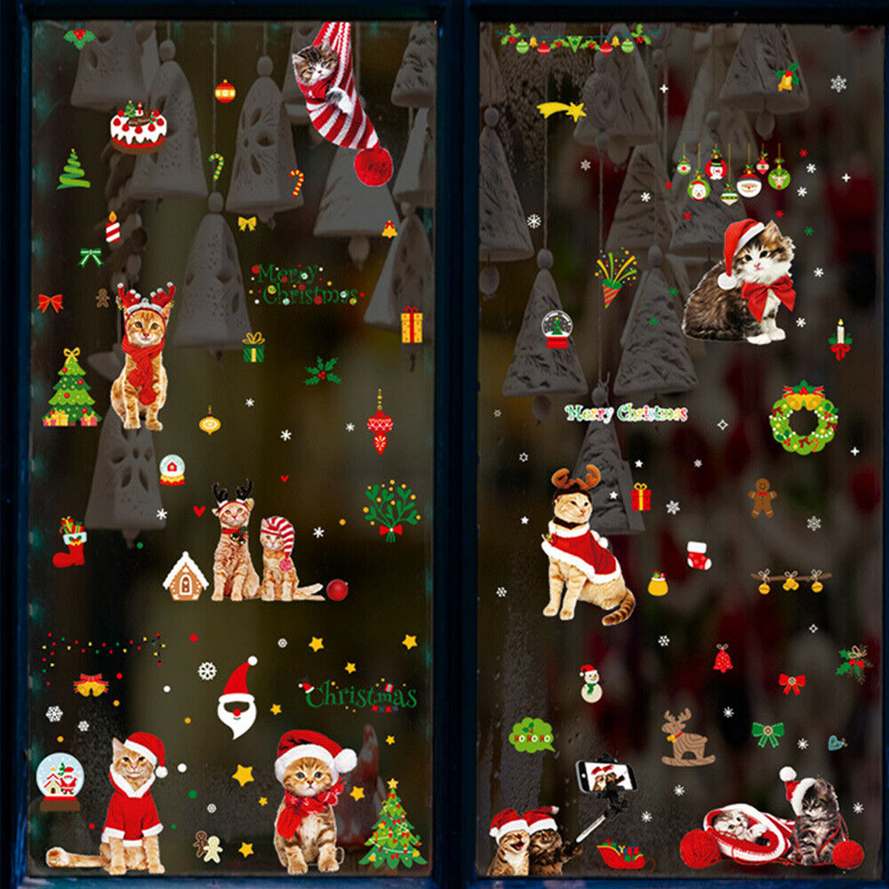 9Pcs/set Christmas Window Static Stickers Glass Door Decals Holiday Xmas Decor