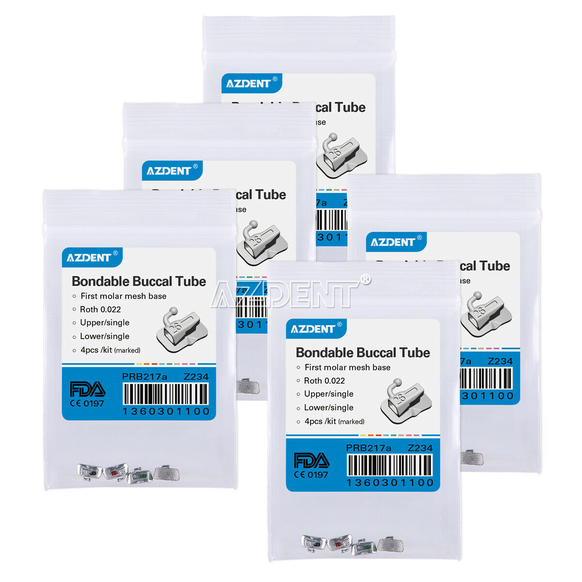 100 Kit Dental Orthodontic Buccal Tube 1st Molar Bondable Non-conv Roth.022 U1L1