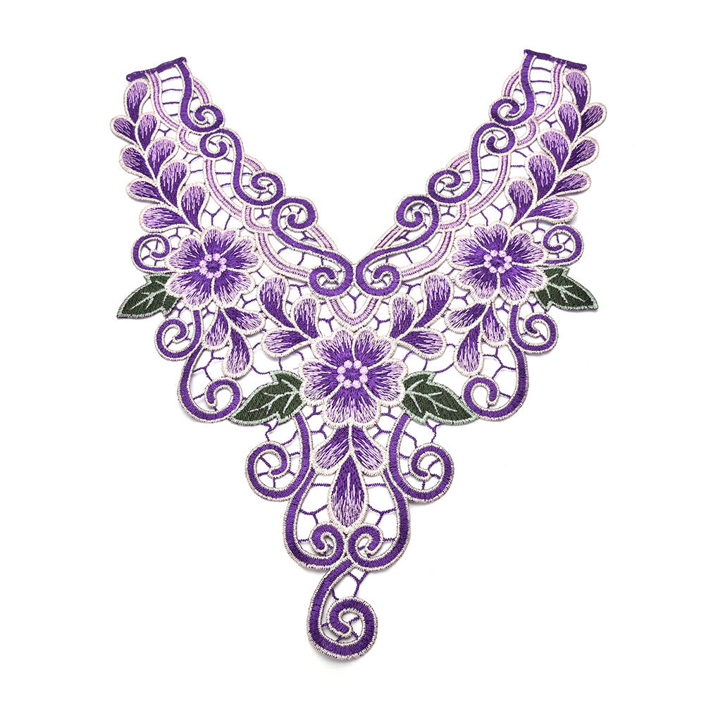 1PC Embroidered Floral Lace Neckline Neck* Collar Trim Clothes Sewing AppliqYUDD