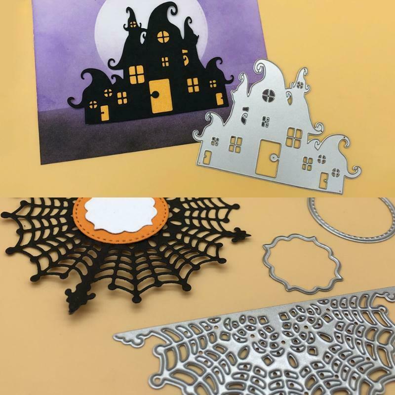 2pcs/set Halloween Castle Spider Web Metal Cutting Dies Stencil Scrapbooking DIY