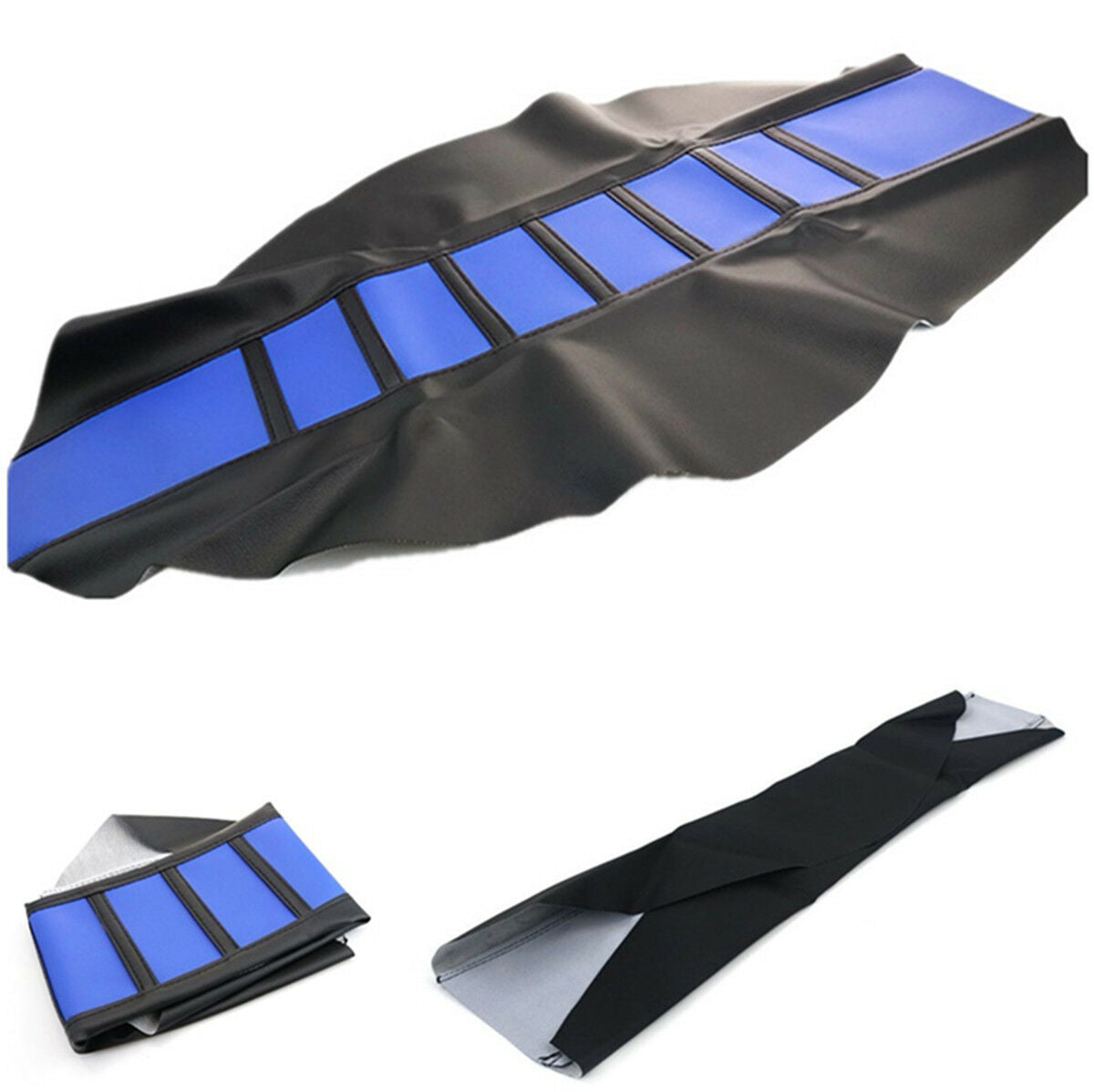 Leather Gripper Soft Blue Motorcycle Seat Cover Rib Skin Rubber For WR YZF CRF