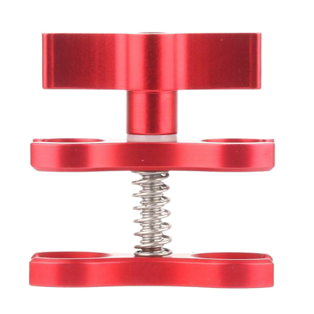 Aluminum Alloy Double Holes Diving Butterfly Ball Clamp Light Arm Clip Red