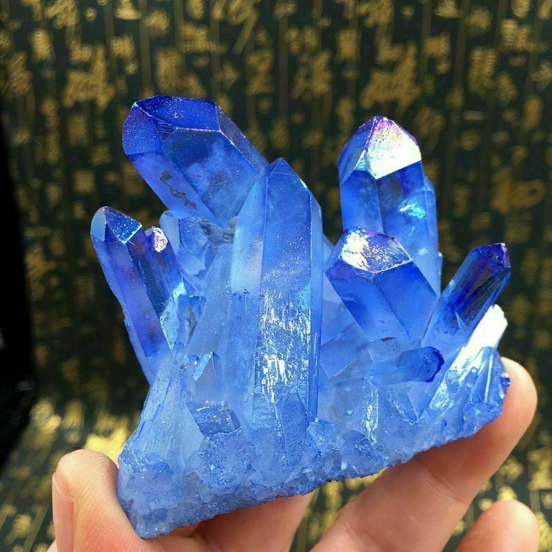 Natural Blue Quartz Crystal Cluster Stone Mineral Healing Specimen Decor Gift
