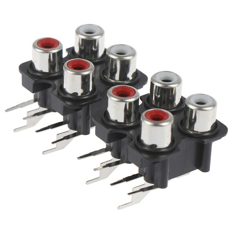 2x 4way 6Pin RCA Female Audio Video Plug AV Concentric Socket Connector F.l8