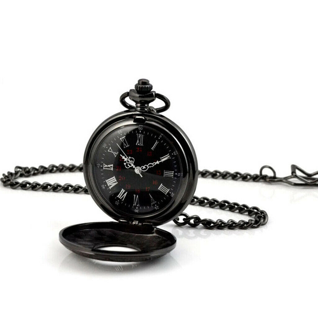 Roman Numbers Round Dial Quartz Analog Necklace Pocket Watch Gift