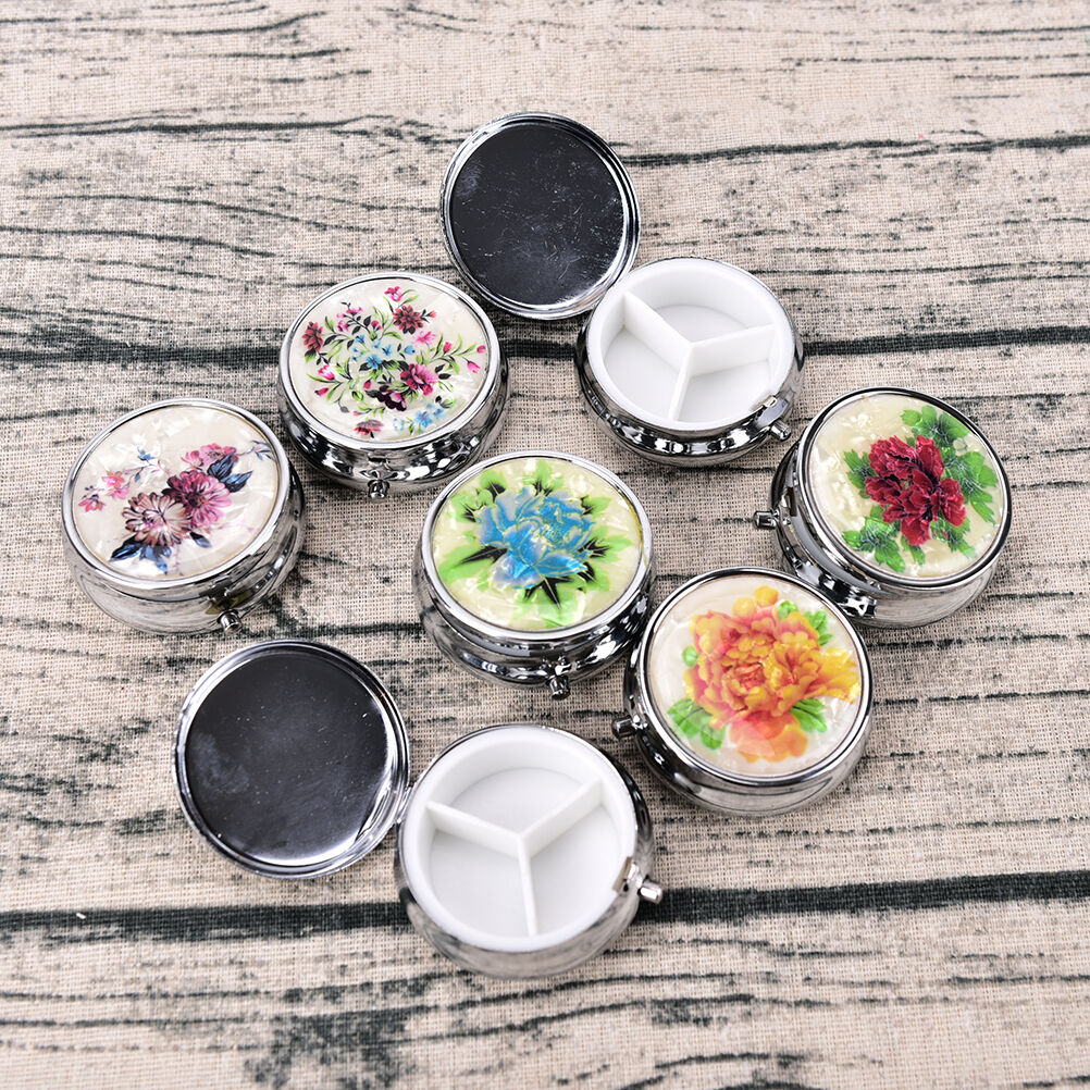 Metal Folding Pill Case Medicine Organizer Pill Box Makeup Storage Container ADD