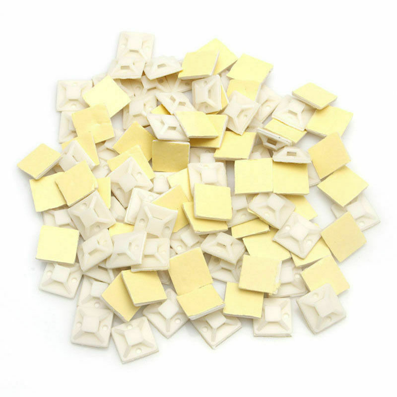 100pcs Self Adhesive Cable Wire Zip Tie Mounts Mounting Base Wall Clamp 20*20mm