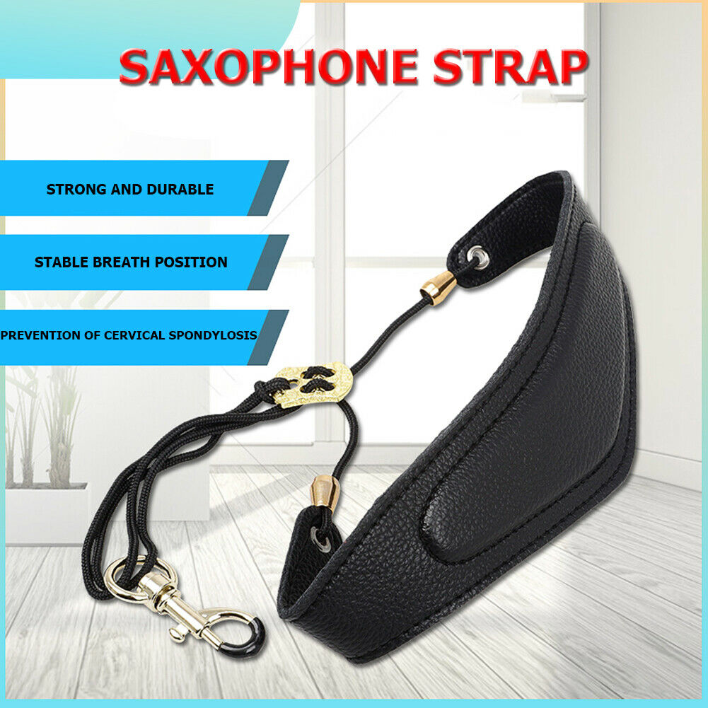 Saxophone Neck Strap Adjustable Leather Shoulder Belt with Metal Buckle  @