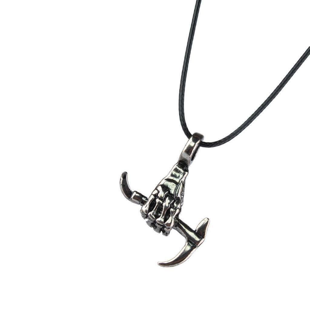 Talisman Viking Odin's Hoe Shape Charms Pendant Gothic Leather Necklace