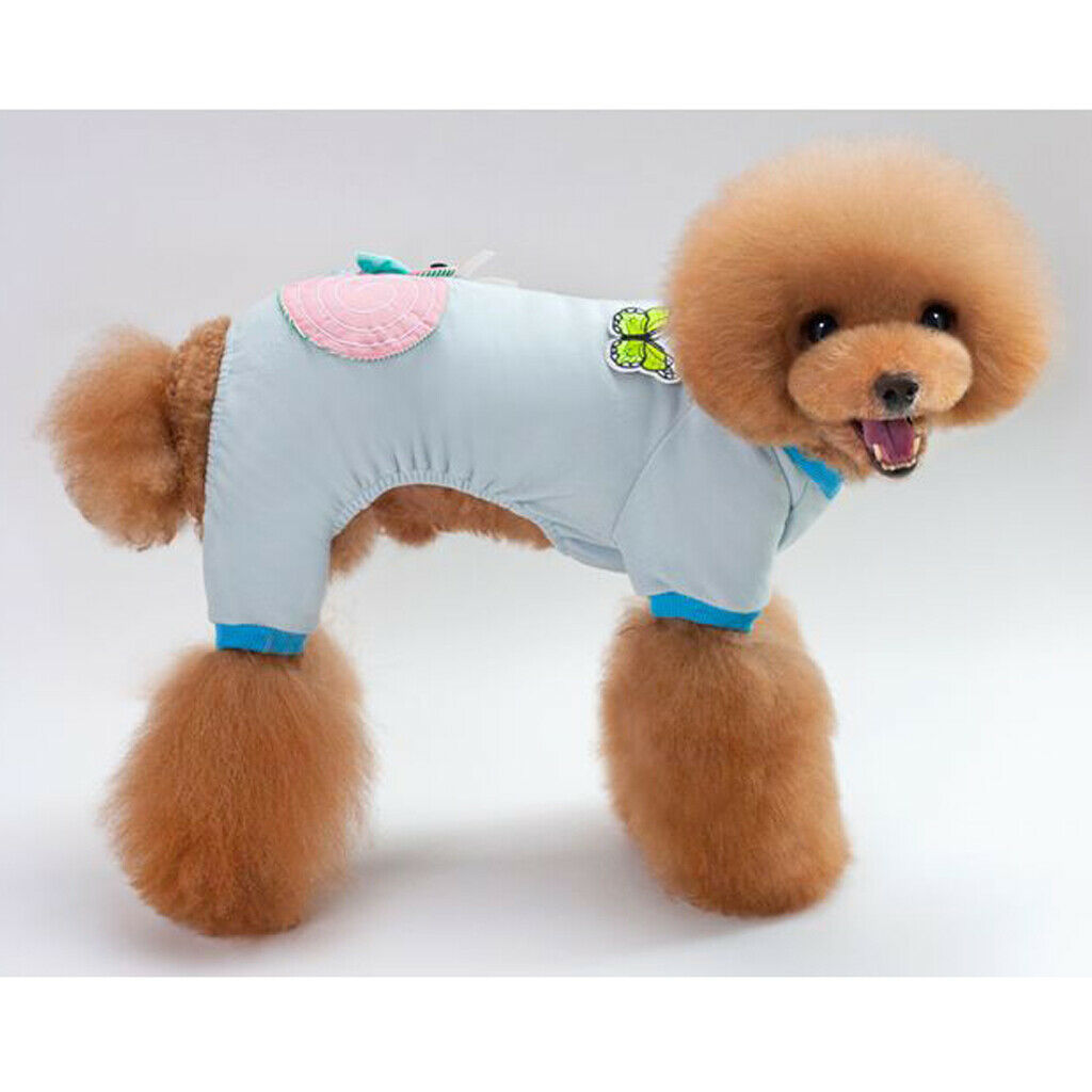 Pet Soft Cotton Dog Shirts Outwear Puppy Coat Clothes Apparel Blue L