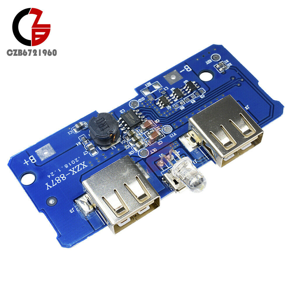 5V 2A Dual USB Power Bank Mobile Charger Board Step-Up Module Indicator Light