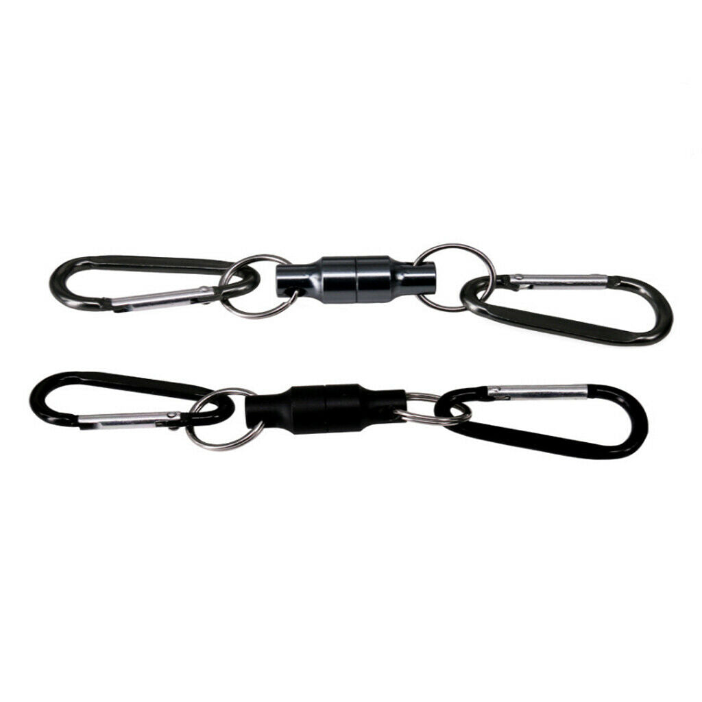 Magnetic Buckle Clip Fly Fishing Net Holder Keeper Carabiner Gray Double