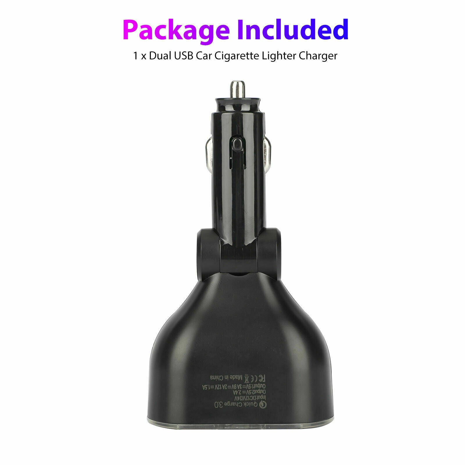 2 Way Car LED Lighter Socket Splitter Dual USB Charger Power Adapter LED