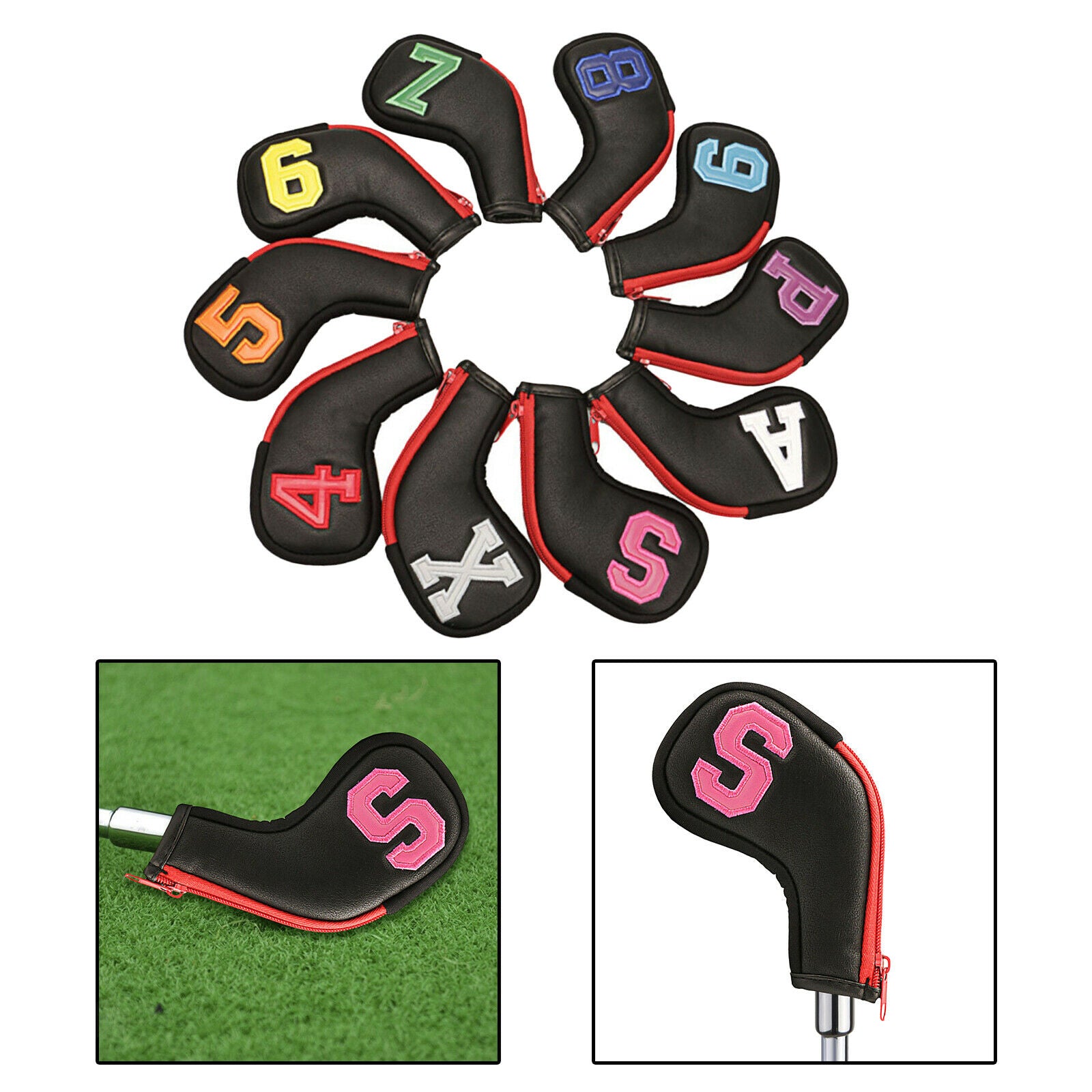 Golf Club Iron Head Covers Thick Synthetic Leather Golf Iron Head Covers