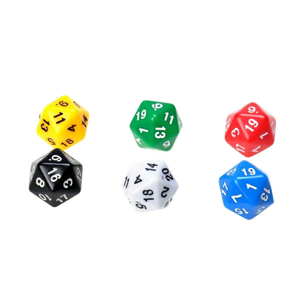 6Pcs 20 Sided Dice D20 for MTG TRPG D&D Roleplaying Casino KTV Game Supplies