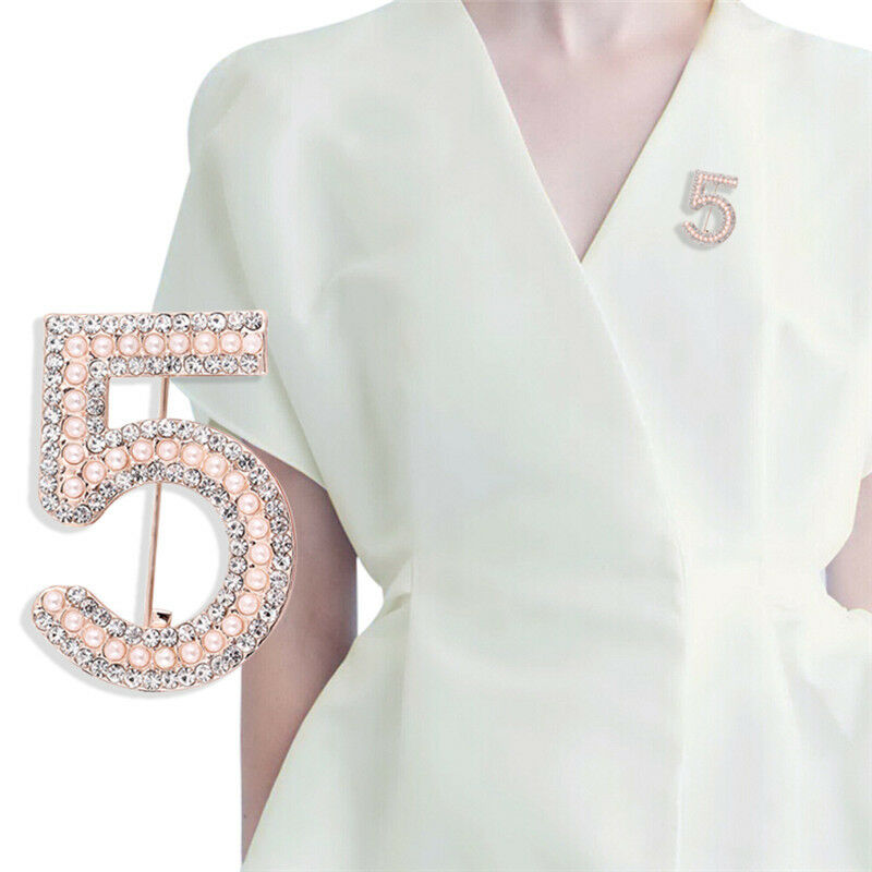 Letter 5 Brooch Pin Rhinestone Crystal Coat Collar Brooch Wedding Jewelry Gif Tt