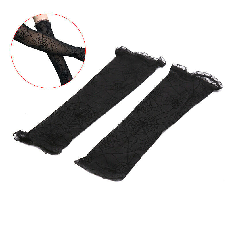 Spider Web Arm Sleeves Gloves Fancy Dress Up Halloween Costume Accessory Cosp XC