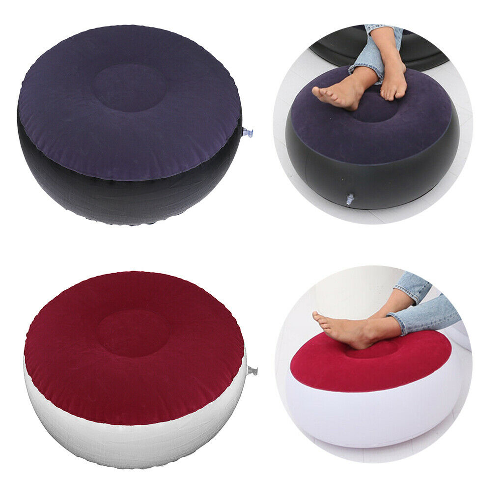 2Pcs Foldable Inflatable Stool Fishing Lounge Air Chair Footstool 24x13inch
