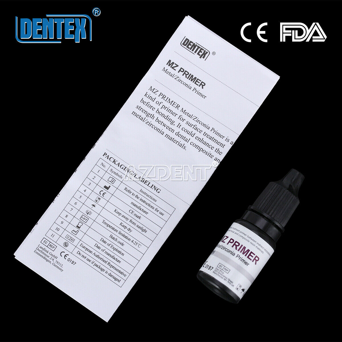 5 Bottles Dental MZ Primer Metal Zirconia Primer to Bond and Repair
