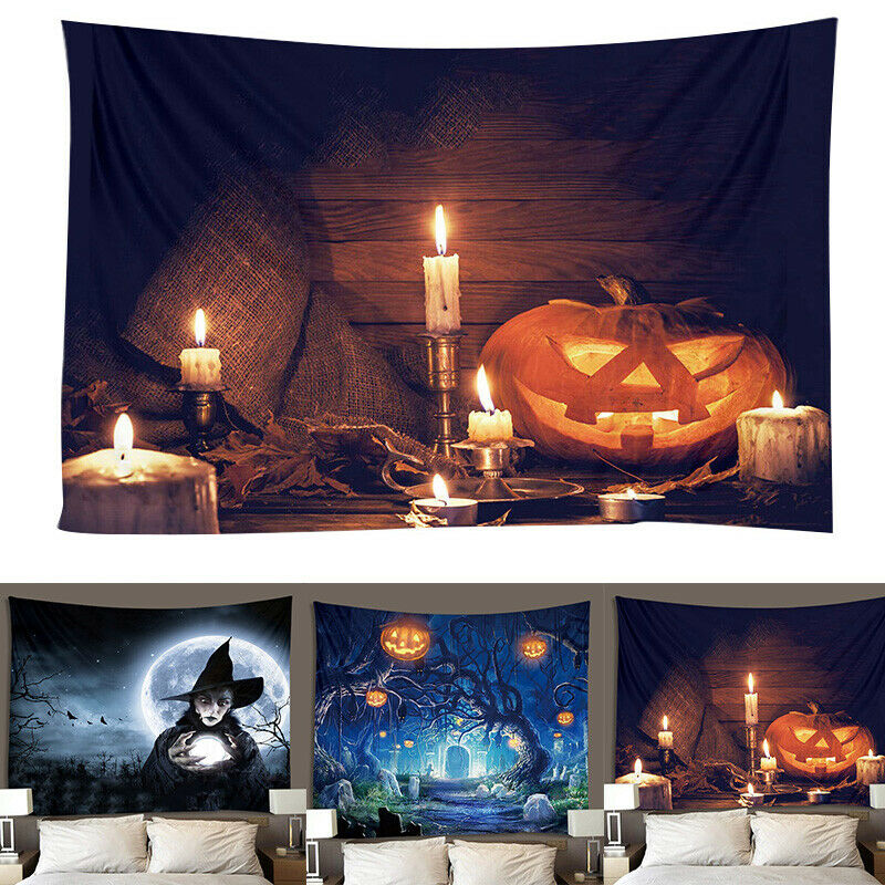Halloween Party Tapestry Pumpkin Tree Print Wall Mounted Tapestry Home Decor