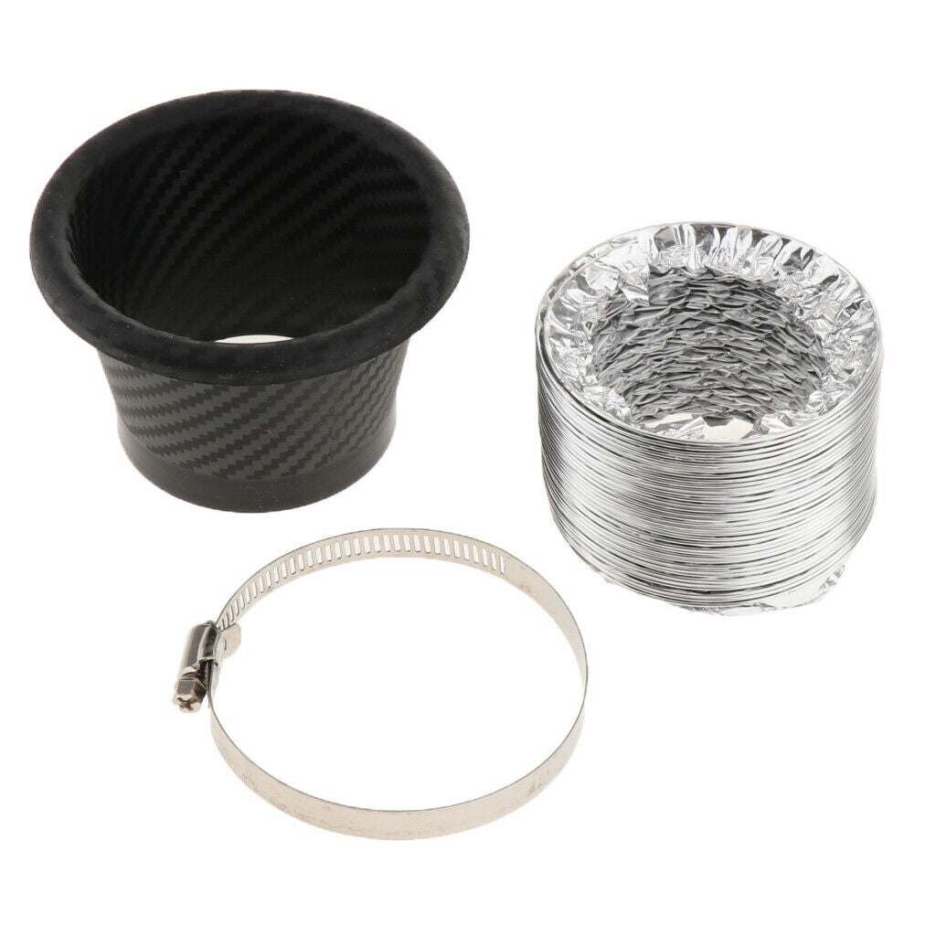 Car Front Bumper  Air Intake Pipe Turbine Inlet Air Funnel Kit Black