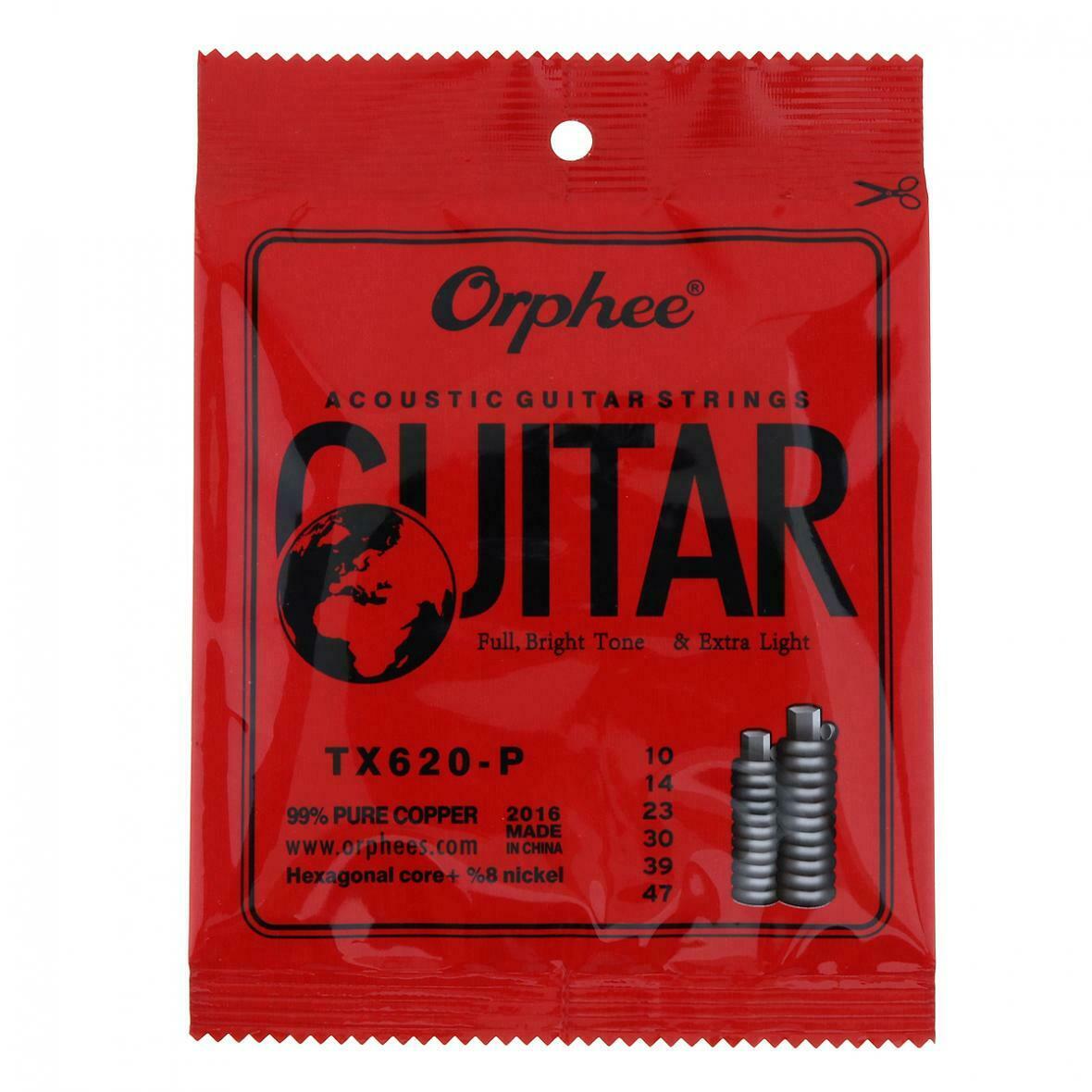 6Pcs Guitar String 010-047 Red Copper Strings Anti Rust Coat Full Bright Tone