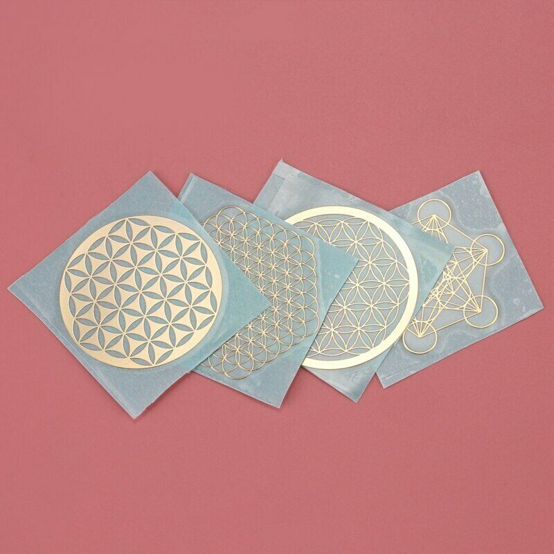 4Pcs / Set Neuf MÃ©tal Ã‰nergie DÃ©cor Autocollant Fleur de Vie L