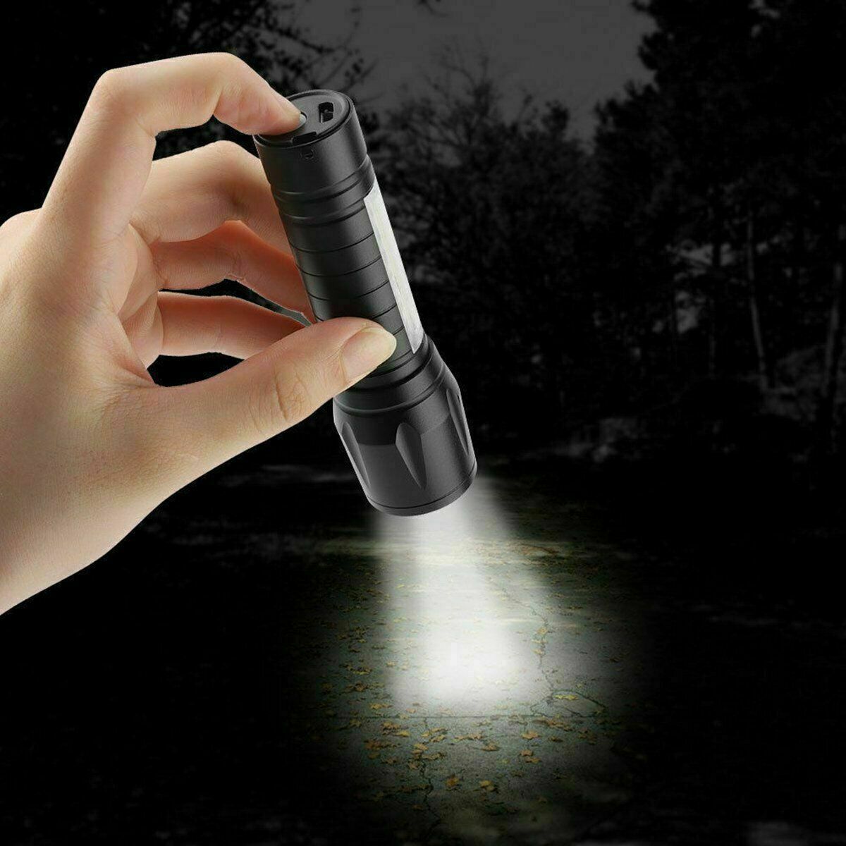 New T6 COB Zoomable Light Lamp Torch with LED Flashlight USB Rechargeable