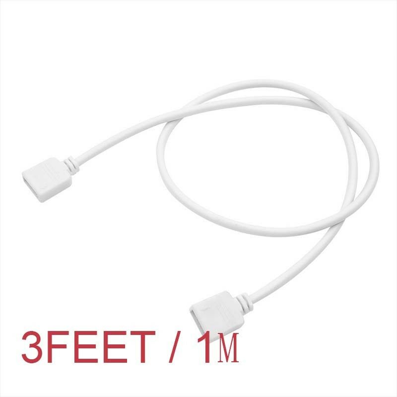 3FT White 1M 4 Pin Extension Connector Cable Wire For RGB 5050 3528 LED Strip /C