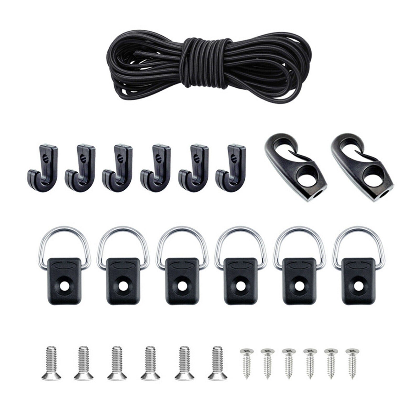 Kayak Deck Rigging Kit with Bungee Cable Ends 6 J-Hooks for Boat Camping Kit