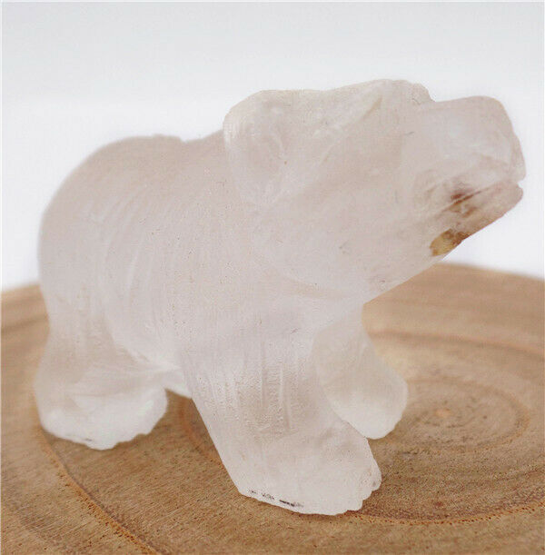 50x34x24mm Natural White Crystal Carved Bear Decoration Statue Home Decor HH7744