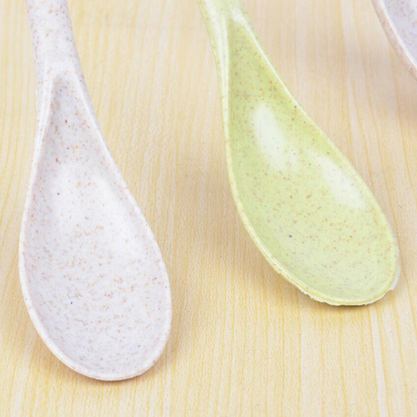 Childrens Safety Wheat Straw Spoon Cutlery Cooking Utensils At Home Flatware