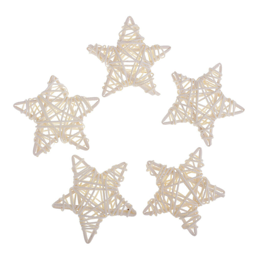 10pcs 7cm White Star Rattan Wicker Ball Christmas Tree Ornament Decorations
