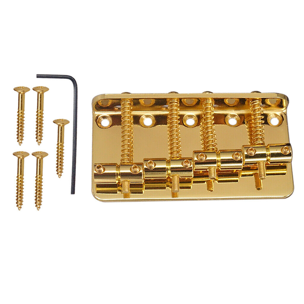 Zinc Alloy 4 String Bass Hardtail Bridge Assembly for Electric Bass Replacement