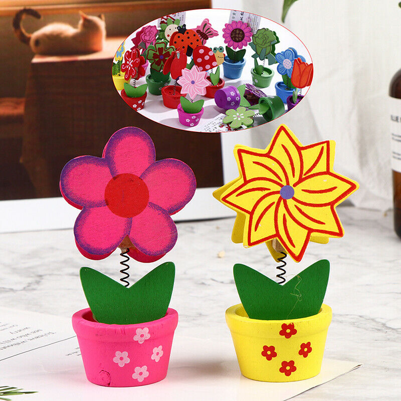 Photo Clip Holders Wooden Floral Cards Memos Note Holder For Office Room DecBDA