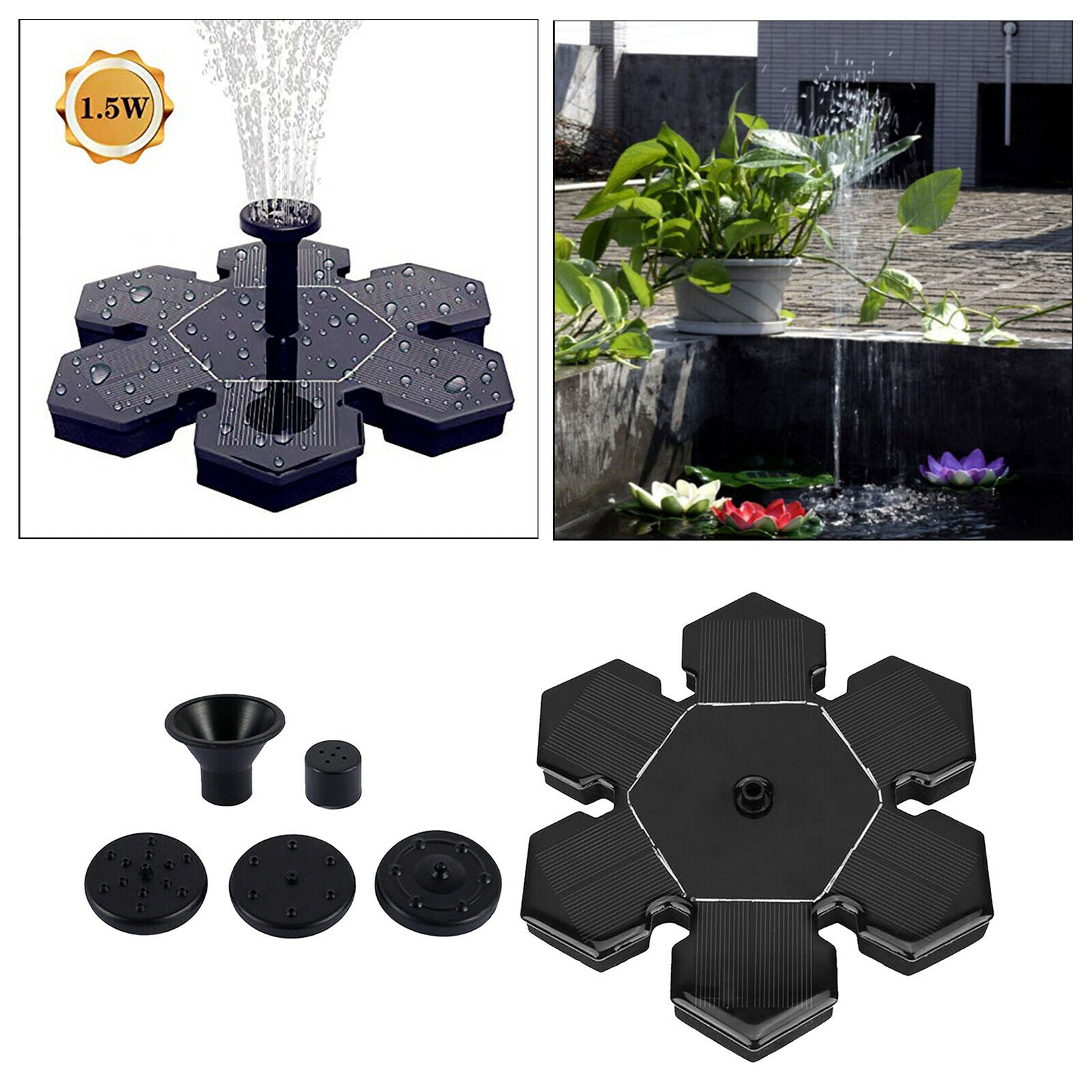 Solar Water Fountain 1.4W Bird Bath Fountain Pump Pool Pond Aquarium Tanks
