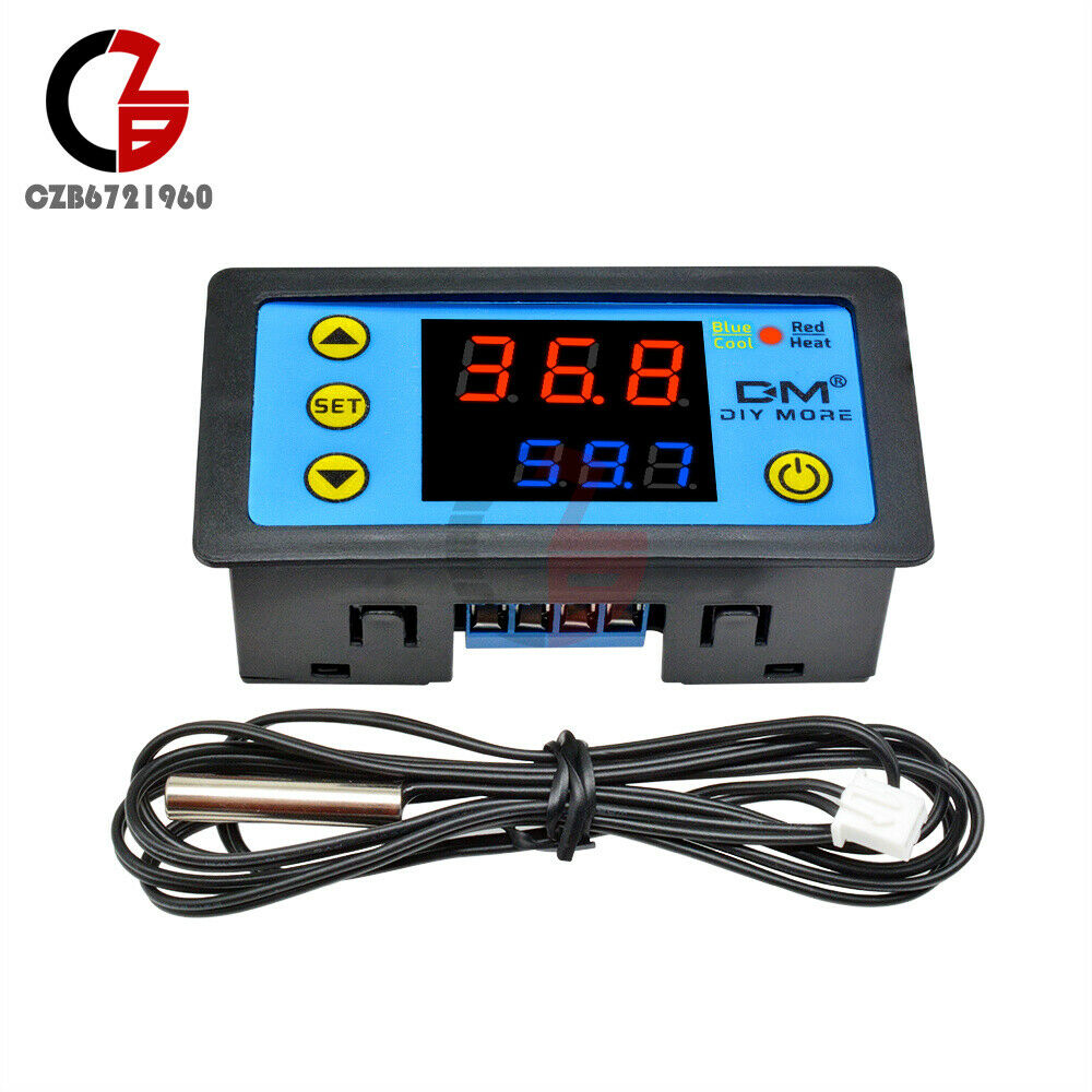W3231 DC24V Dual Display LCD Red+Blue Digital Thermostat Temperature Controller