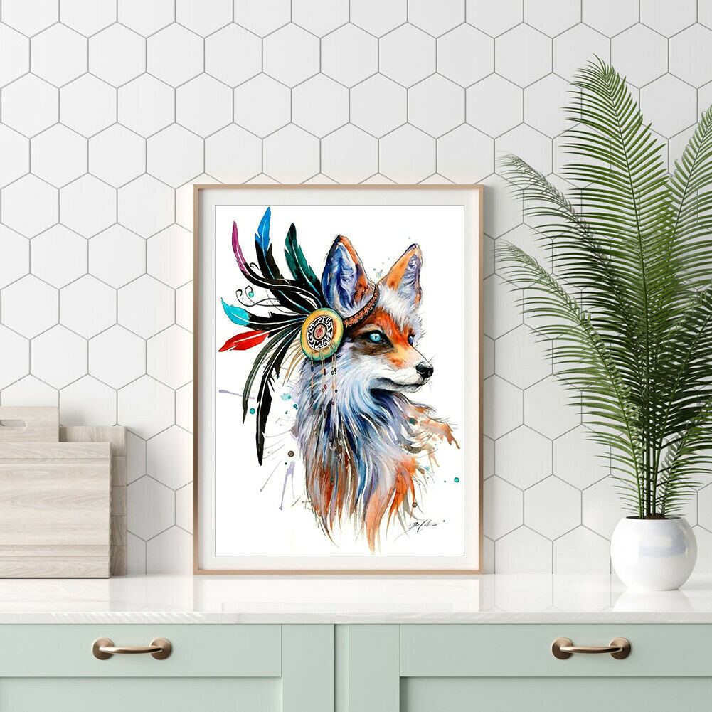 Wolf 5D DIY Part Drill Special Shaped Diamond Painting Color Cross Stitch @