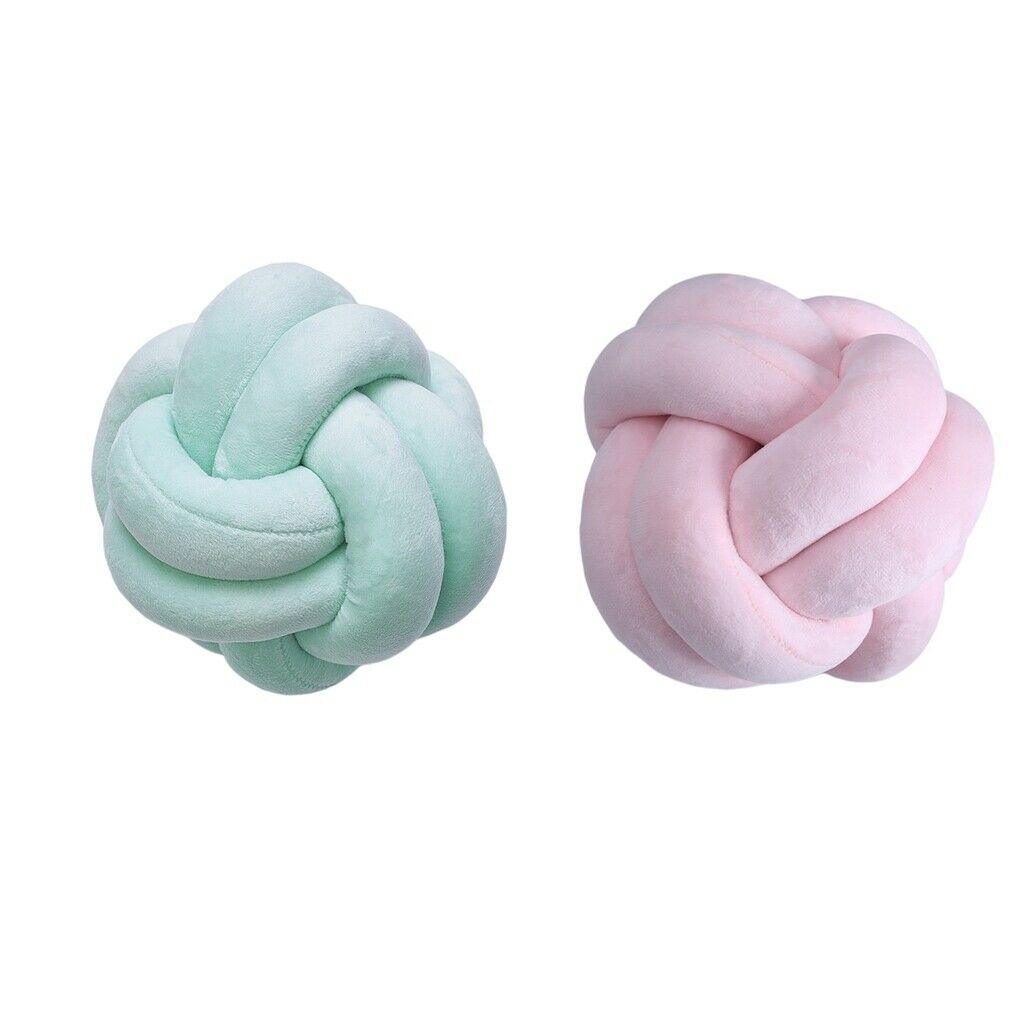 2x Knotted Pillow Hand-woven Plush Throw Cushion 18cm for Living Room Sofa