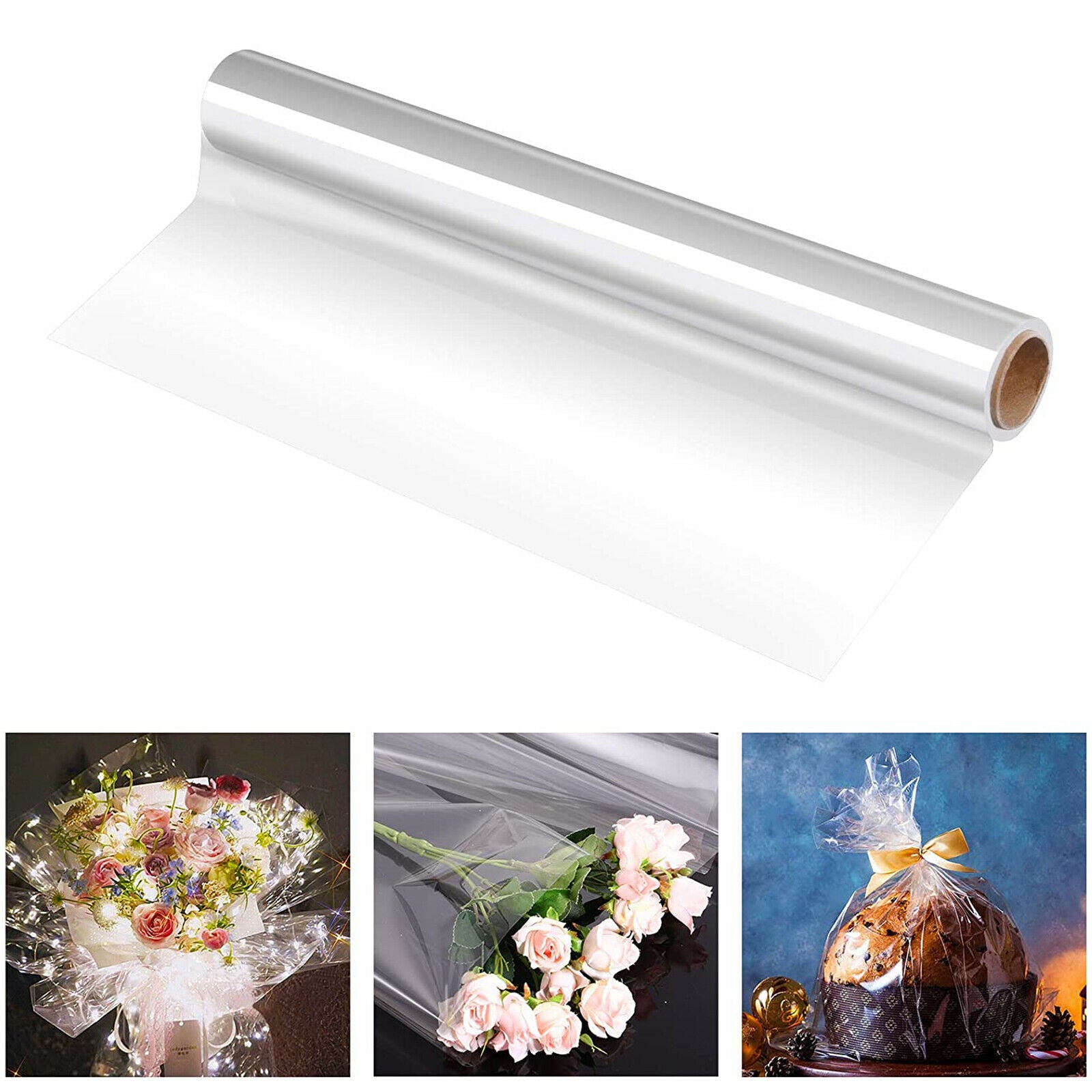 Clear Cellophane Rolls Wrapping Gifts Wrap Paper Christmas 60cmx50m