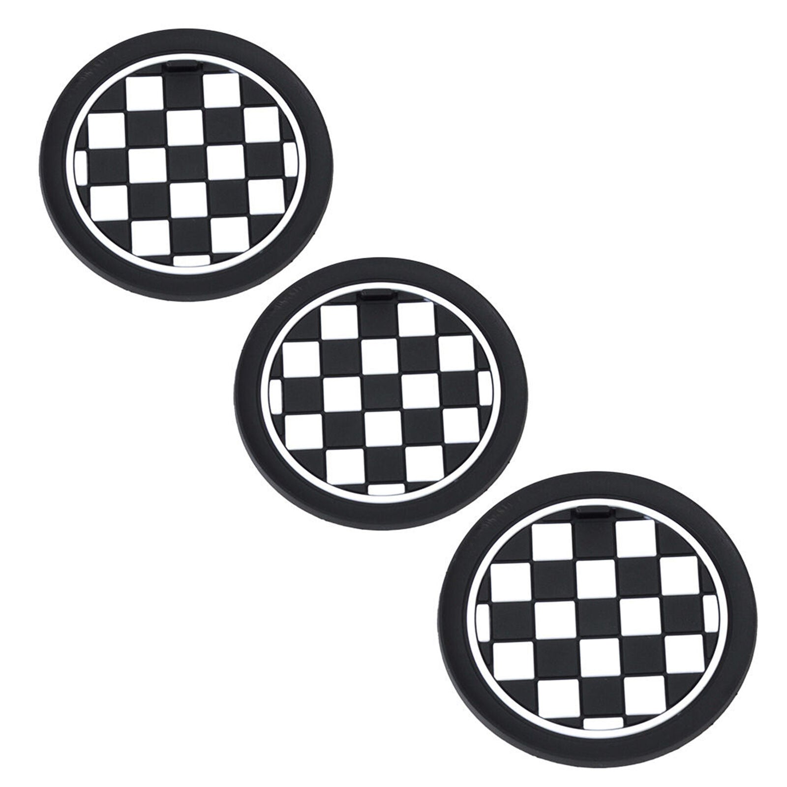 3X Checkered Interior Cup Mat Pad Anti-Noise For Mini Cooper JCW R55 R56 R57 R58