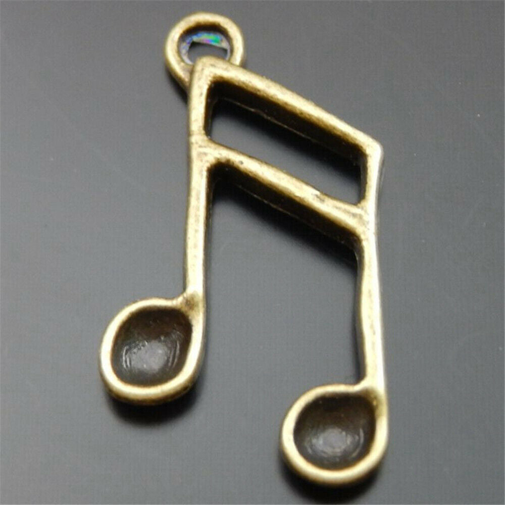 30PCS Retro Bronze Note Bracelet Charm Musical Alloy Pendant Jewelry DIY 14*21mm