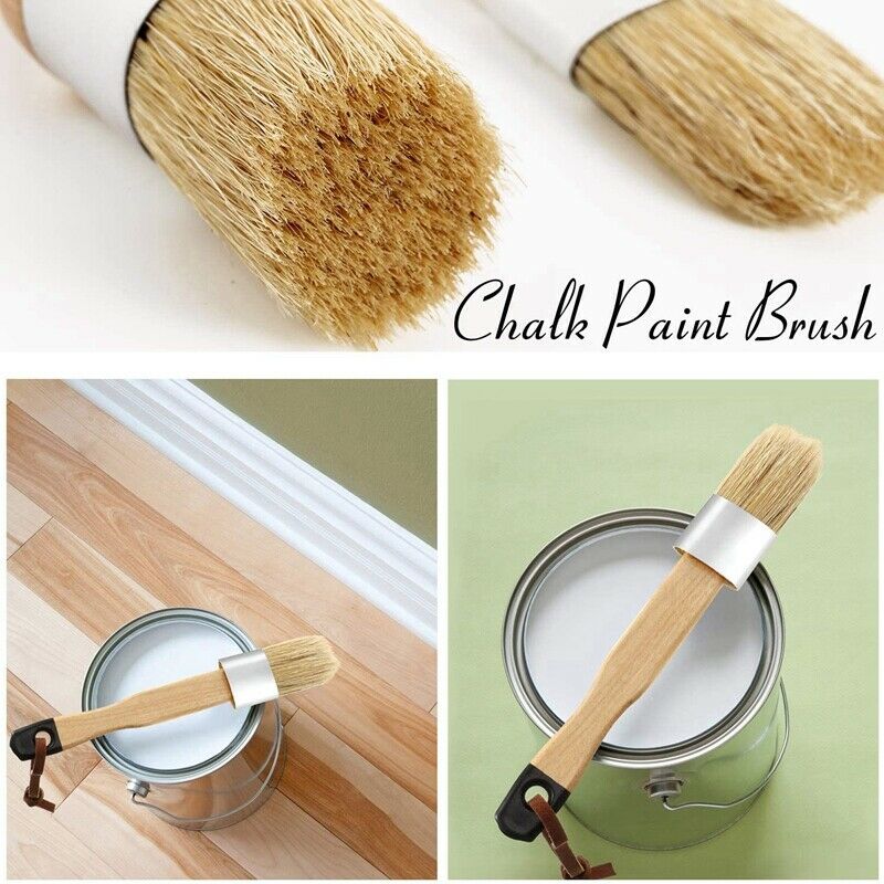 Chalk and Wax Brushes,Flat and Round Chalked Paint Brush with Bristles,BrushF3W5